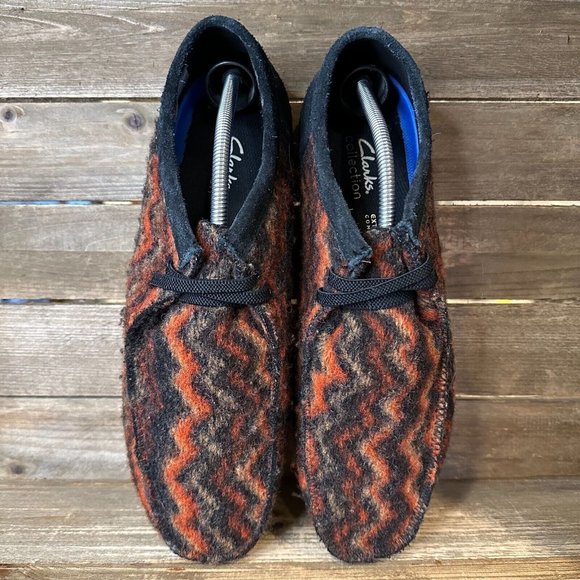 Mens Clarks Shacre II Orange‎ Wool Gum Sole Moccasins Shoes Size 11 M GUC main image 4